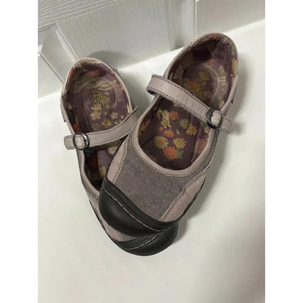 KEEN Mary Jane Flats Lavender Gray Canvas Leather Comfort Shoes Women’s US 9.5